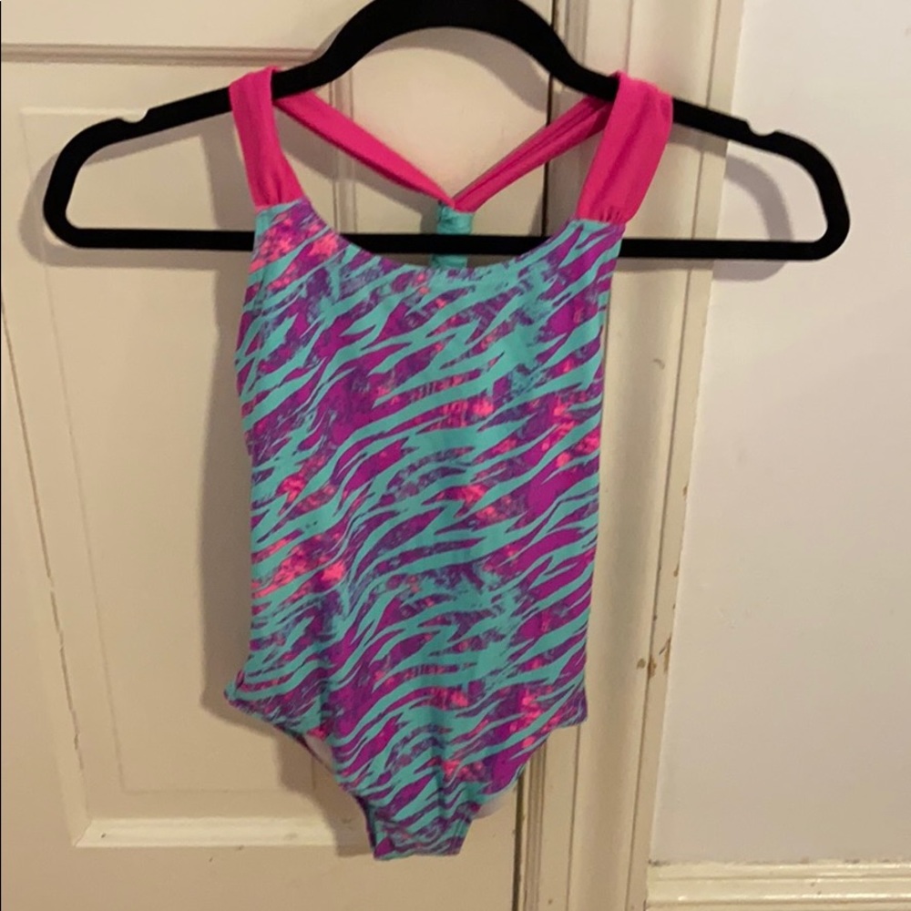 Girls zebra print one piece bathing suit